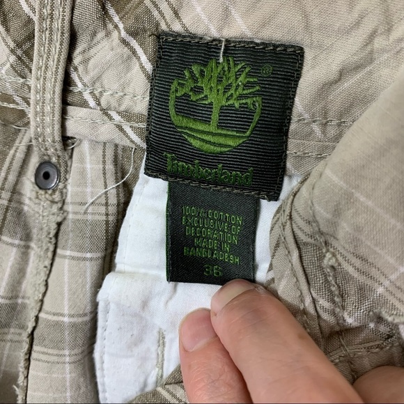 TIMBERLAND preppy neutral plaid cotton bermuda shorts relax fit 4 pockets sz 36 - Picture 9 of 9